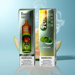 Schweiz Großhandel RandM Fumot Tornado 9000 Puffs Sauer Süßigkeit 850 mAh 18 mL Mesh Coil RGB Display