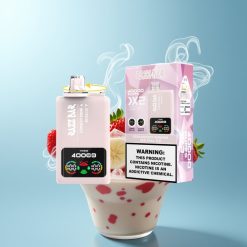 Schweiz Großhandel Razz Bar 40000 Züge Erdbeer-Banane - Roter Stier Eis Power Bildschirmanzeige 1.0Ohm 2 Mesh Coil 650 Mah Batterie Typ-C-Anschluss 2% 5% Nikotingehalt